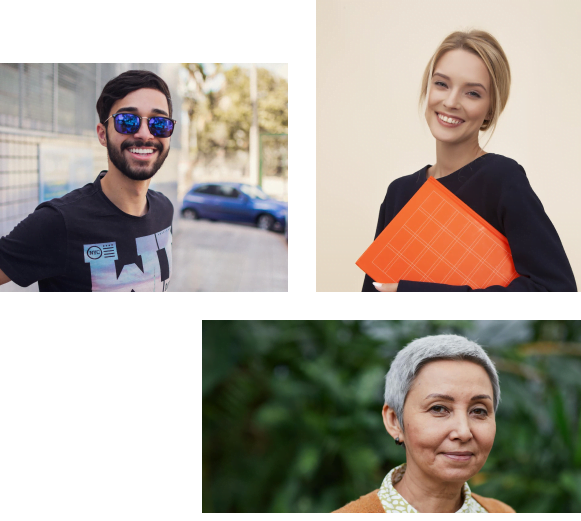 Trois personnes souriantes